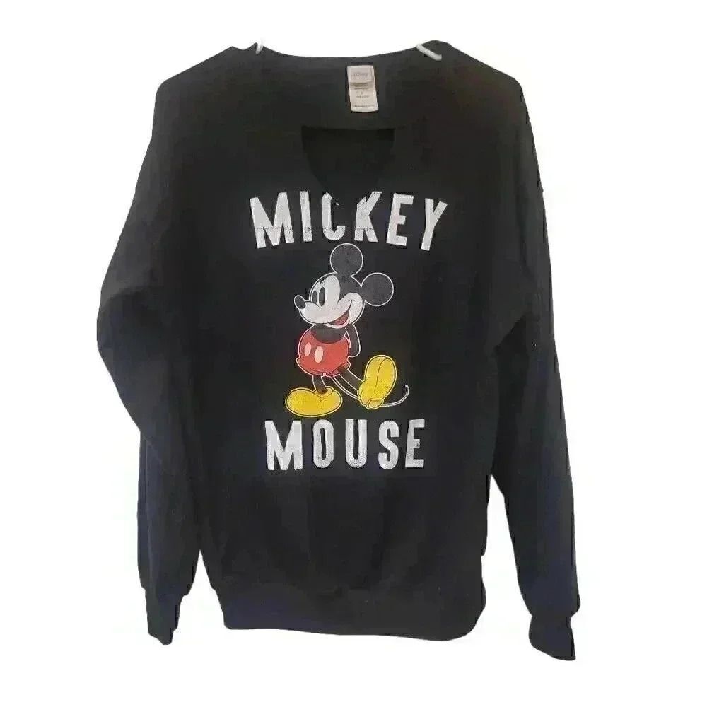Disney Jerry Leigh Black Cotton w Graphic Keyhole Sweatshirt
